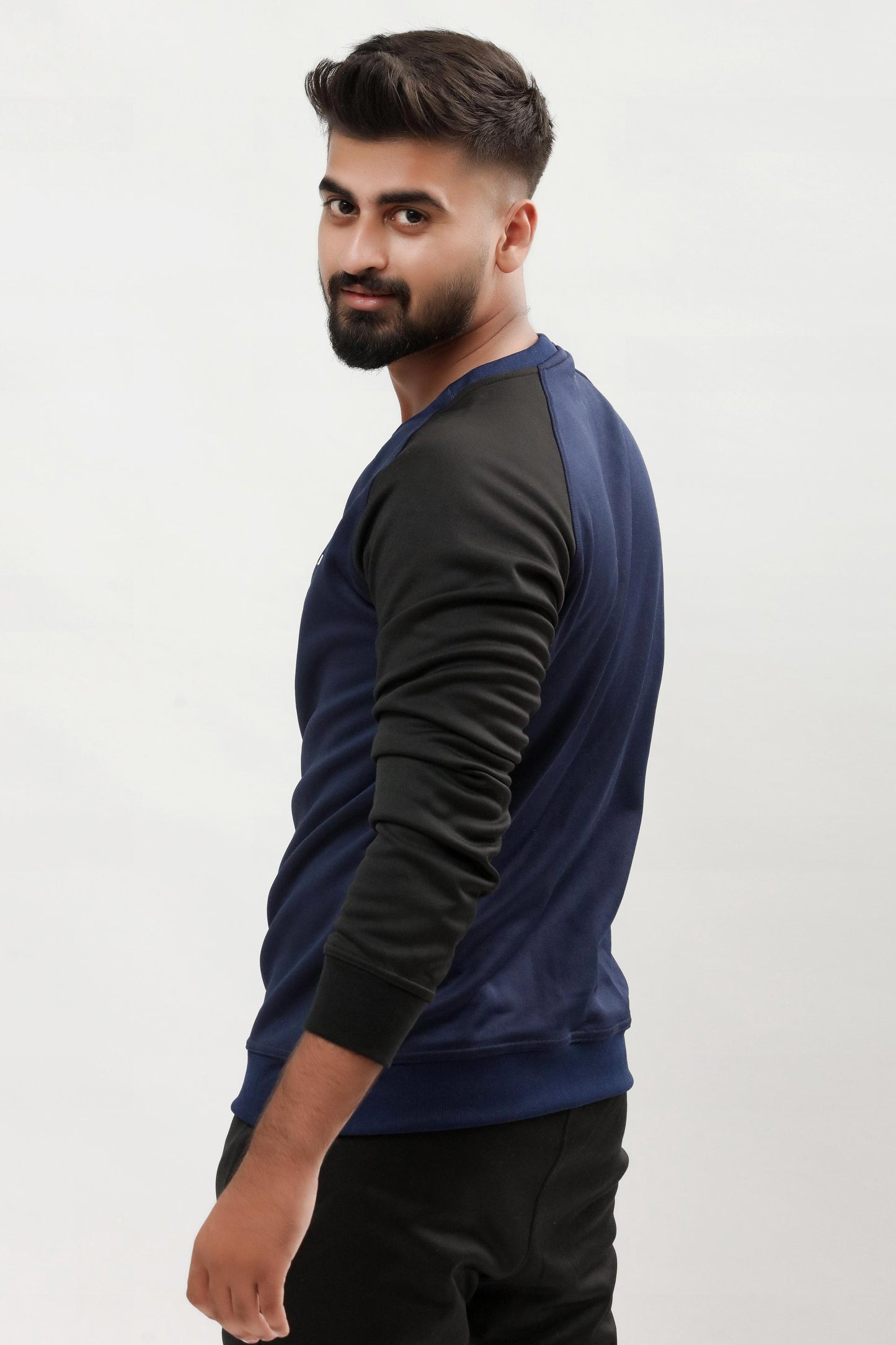 Raglan Black & Navy Blue Sweatshirt