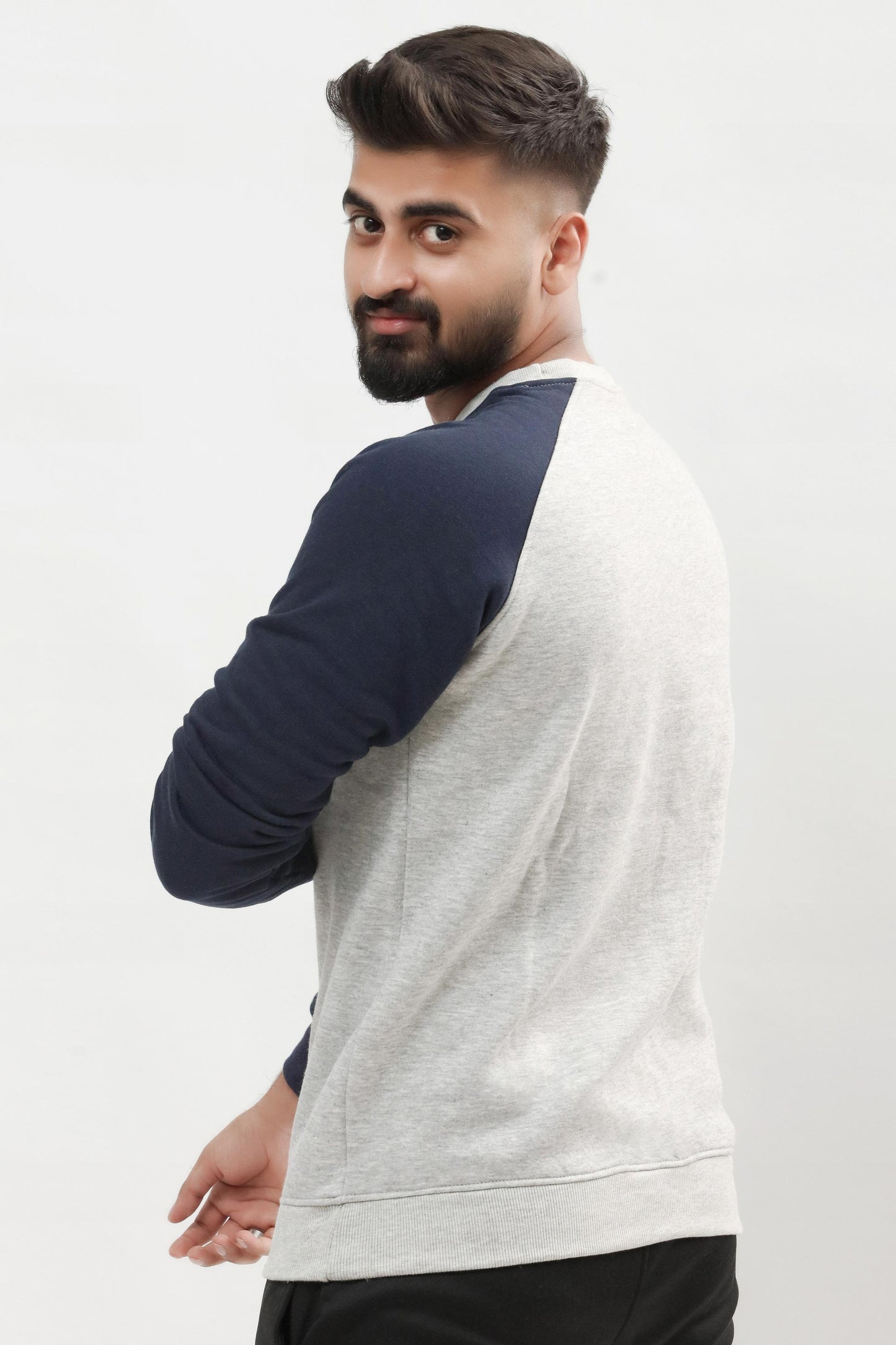 Raglan Grey & Navy Blue Sweatshirt