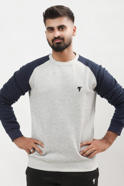 Raglan Grey & Navy Blue Sweatshirt