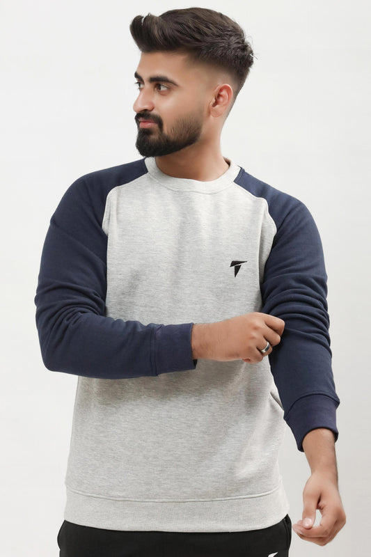 Raglan Grey & Navy Blue Sweatshirt